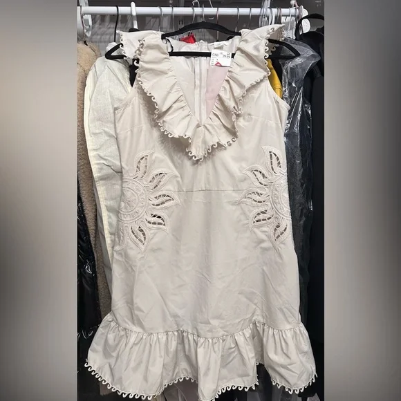 H&M Cream Ruffled Mini Dress - Picture 2 of 4